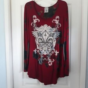 Top, long sleeve, rhinestones